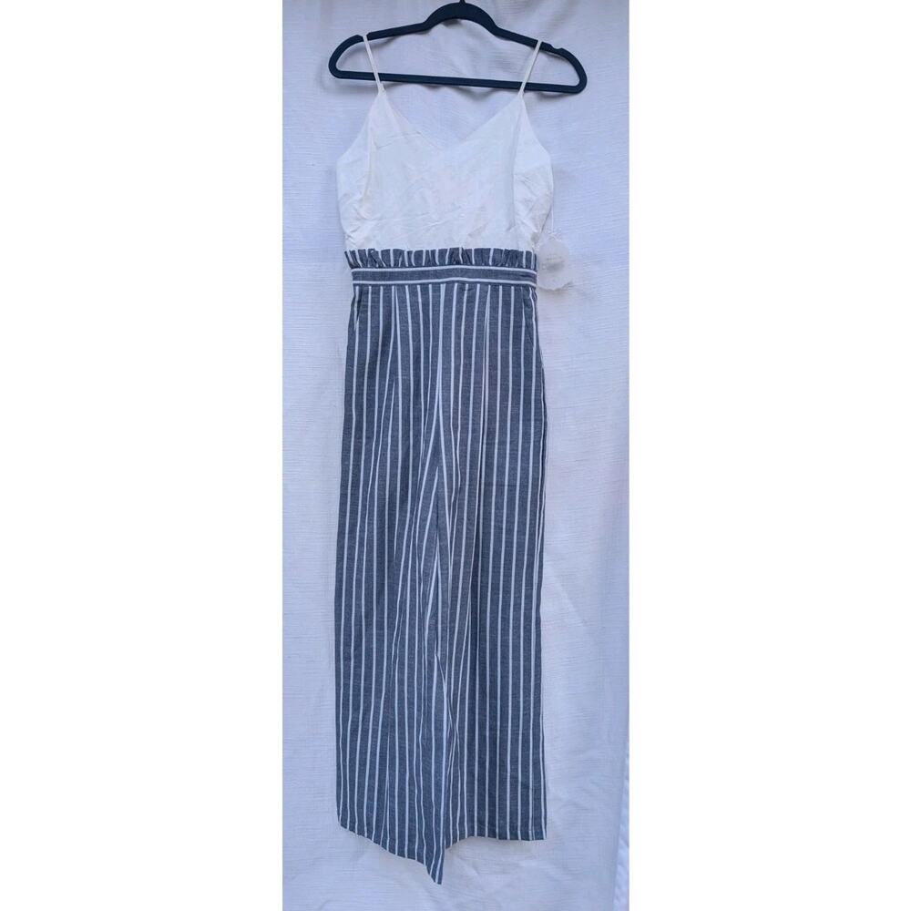 Altar'd State Womens Linen Blend Wide‎ Leg Jumpsuit S Adjustable Straps Coastal